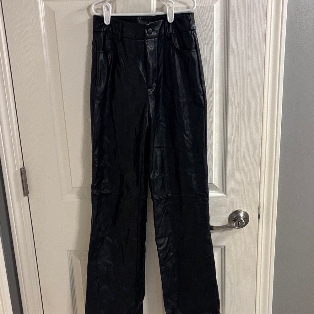 SHEIN Black Faux Leather Trousers